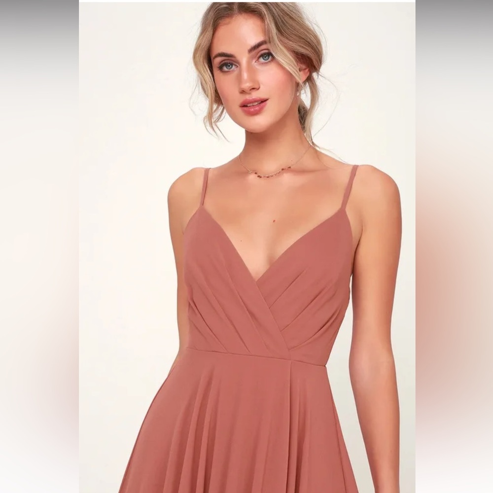 Lulus - All About Love Rusty Rose Maxi Dress Size L - Picture 3 of 9